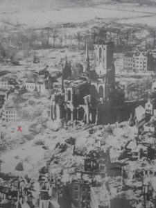 A monchrome photo of Wesel after the allied bombardment.
